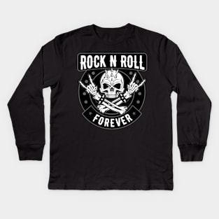 ROCK AND ROLL SKULL Kids Long Sleeve T-Shirt